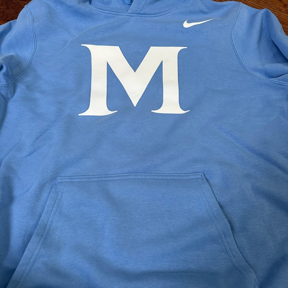 Nike Sky Blue Hoodie with White M Logo